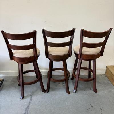 Set of Wood and Suede Bar Stools (G-BM)