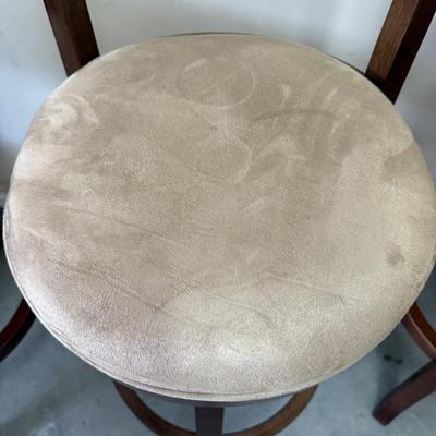 Set of Wood and Suede Bar Stools (G-BM)