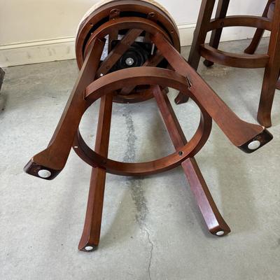 Set of Wood and Suede Bar Stools (G-BM)