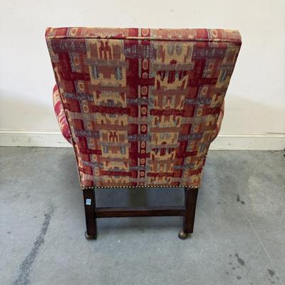 Wood and Upholstered Chair on Wheels (G-BM)