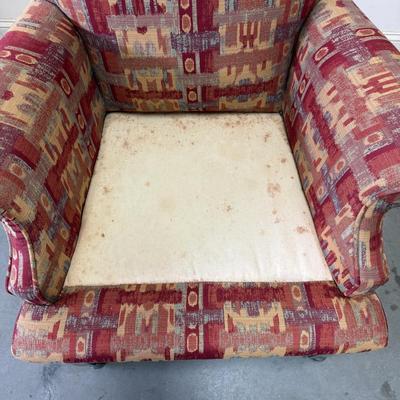 Wood and Upholstered Chair on Wheels (G-BM)