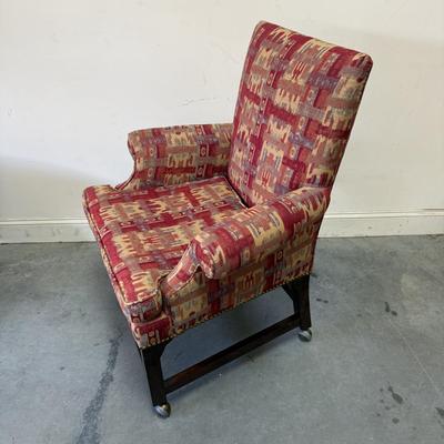 Wood and Upholstered Chair on Wheels (G-BM)