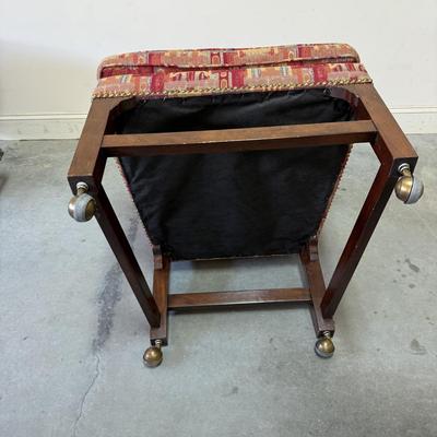 Wood and Upholstered Chair on Wheels (G-BM)