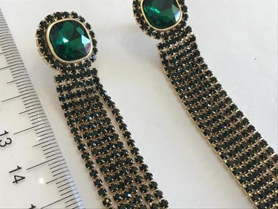 Beatiful Dangle Green Rhinestone Earrings