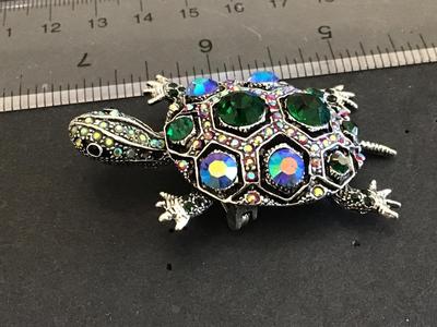 Rhinestone Turtle Brooch