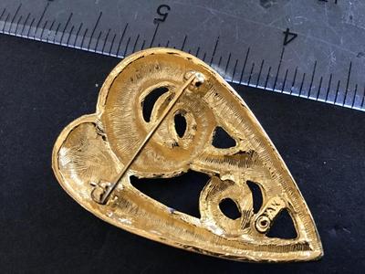 Ann Klein Gold Tone Swirl Heart Brooch