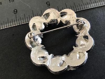 Silver Tone Faux Pearl Brooch