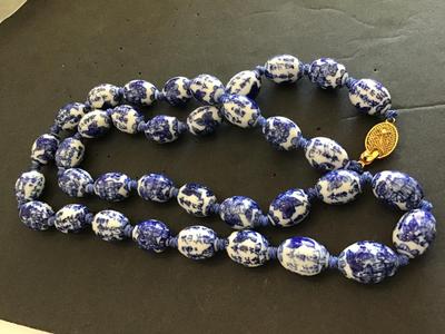 Knotted Delft Blue Vintage Necklace