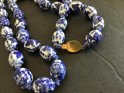 Knotted Delft Blue Vintage Necklace
