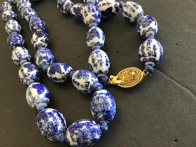 Knotted Delft Blue Vintage Necklace