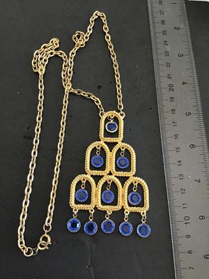 Blue Glass Vintage Waterfall Necklace
