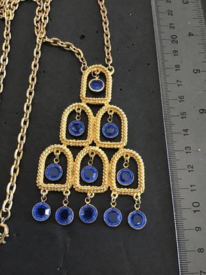 Blue Glass Vintage Waterfall Necklace