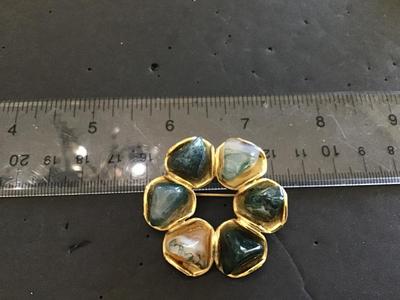 Stone Brooch Gold Tone Vintage