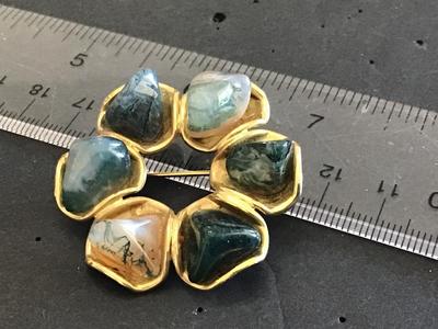 Stone Brooch Gold Tone Vintage