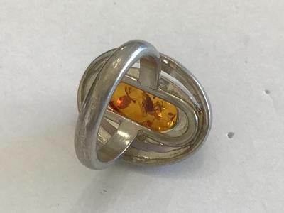 Tested Sterling Vintage Amber type Large Statement