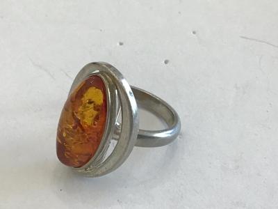 Tested Sterling Vintage Amber type Large Statement
