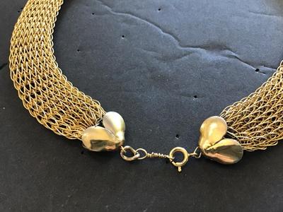 Antique Vintage Gold Tone Mesh Style Collar Necklace