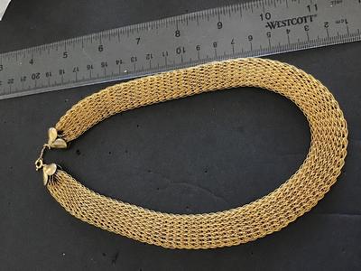 Antique Vintage Gold Tone Mesh Style Collar Necklace