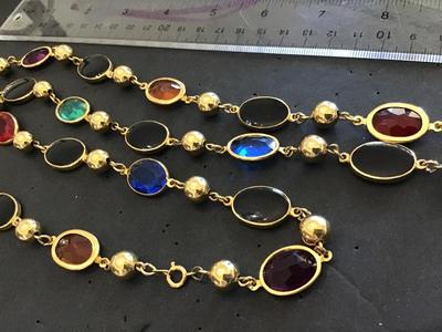 Caged Faux Glass Metal Beaded Statement Necklace