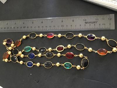 Caged Faux Glass Metal Beaded Statement Necklace