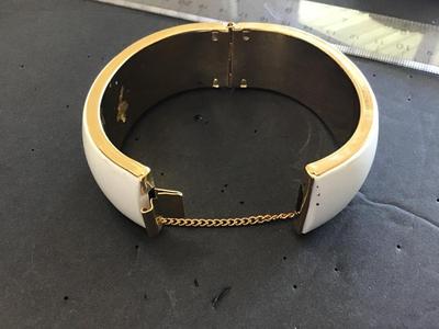 Very Nice White Hinged Bracelet with safety