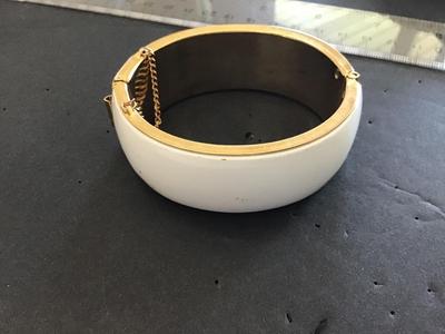 Very Nice White Hinged Bracelet with safety