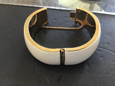 Very Nice White Hinged Bracelet with safety