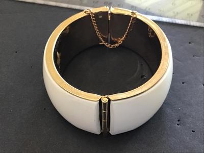 Very Nice White Hinged Bracelet with safety