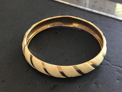 Enamel Bangle Beige and Gold