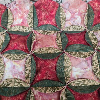 LOT 70P: Holiday Tablecloth and Three Placemats, Hand-Made Placemat, and Wooden Handled Tray Box
