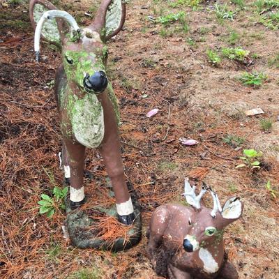 LOT 72: Two Cement Deer Lawn Decor