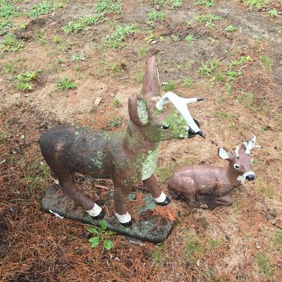 LOT 72: Two Cement Deer Lawn Decor