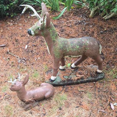 LOT 72: Two Cement Deer Lawn Decor