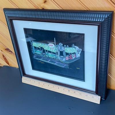 LOT 81P: Signed Framed Print of Angelo's Diner in Glassboro Painting