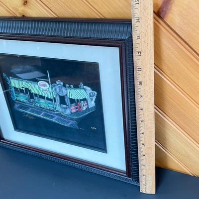 LOT 81P: Signed Framed Print of Angelo's Diner in Glassboro Painting