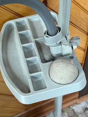 LOT 85P: Ott-Lite Floor Lamp Crafting Light w Magnifying Glass and Craft Tray / Pin Cushion