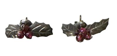 Sterling Silver Leaf & Berry Earrings