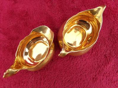 VTG Stauffer fully 24K gold gilded porcelain cream & sugar.