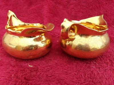 VTG Stauffer fully 24K gold gilded porcelain cream & sugar.