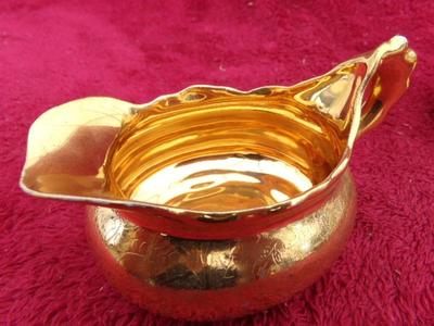 VTG Stauffer fully 24K gold gilded porcelain cream & sugar.