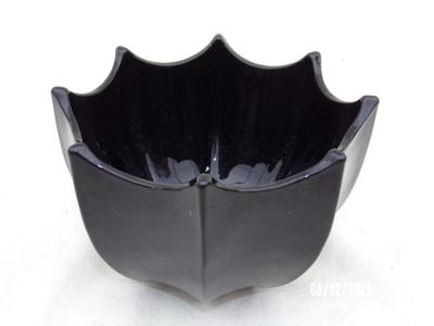 MCM (c.60s) Indiana Glass Black Umbrella Bowl. Black amethyst glass