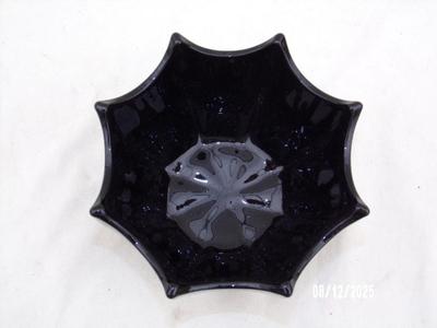 MCM (c.60s) Indiana Glass Black Umbrella Bowl. Black amethyst glass