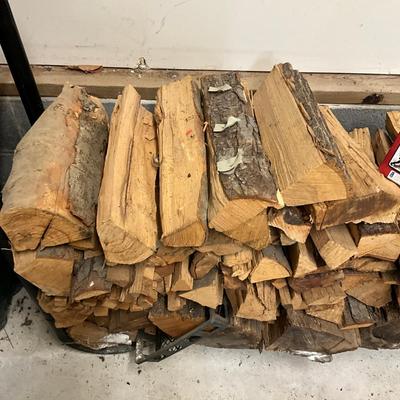 963 Large Lot Of Fireplace Wood & Holder