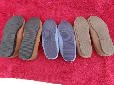 3 pair of ladies house slipper mocassins, look like new/unused, size 7.