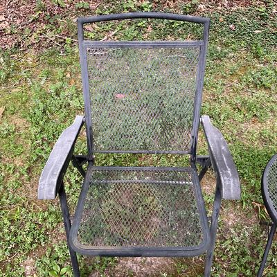 968 Black Metal Patio Chairs With Side Table