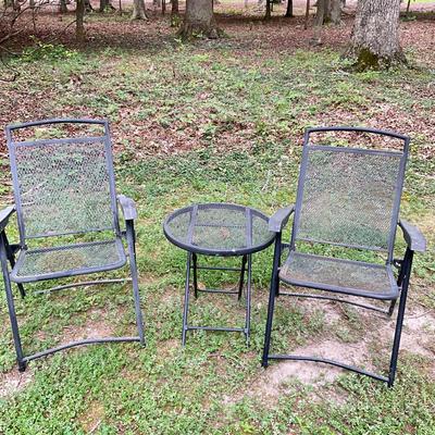 968 Black Metal Patio Chairs With Side Table