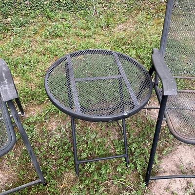 968 Black Metal Patio Chairs With Side Table