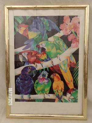 Wall art print, parrots. Framed about 30"x22" it's for the birds