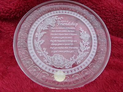 Friendship gift, 24% leaded crystal plate with inscription
