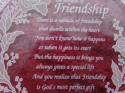 Friendship gift, 24% leaded crystal plate with inscription